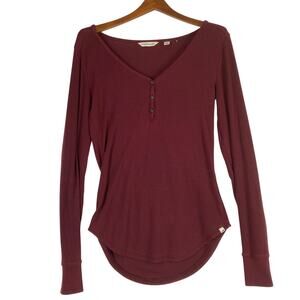 Toad & Co Linfield Henley Top Womens Burgundy XS Tunic Ribbed Lounge Cozy Basics